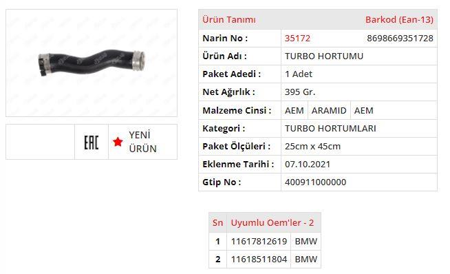 TERMOSTAT HORTUMU BMW 3.16×1