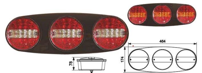 TRİO LED STOP LAMBASI SARI - KIRMIZI 3 FONKSİYONLU