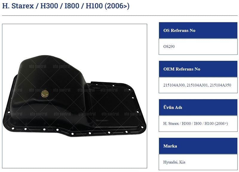 YAĞ KARTERİ HYUNDAİ STAREX H300 I800 H100 2006>