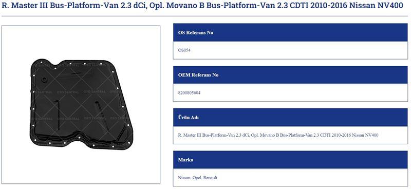 YAĞ KARTERİ RENAULT MASTER III 2.3 DCİ MOVANO 2.3 DCİ 2010-2016 NISSAN OPEL MOVANO