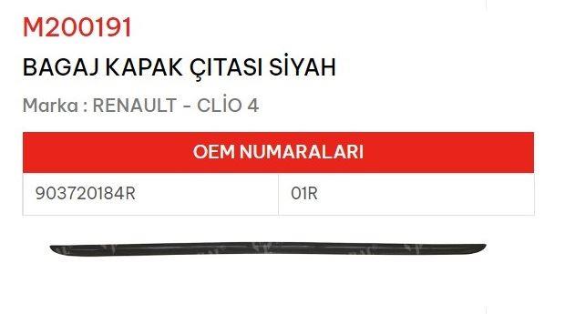BAGAJ KAPAK ÇITASI SİYAH CLİO IV