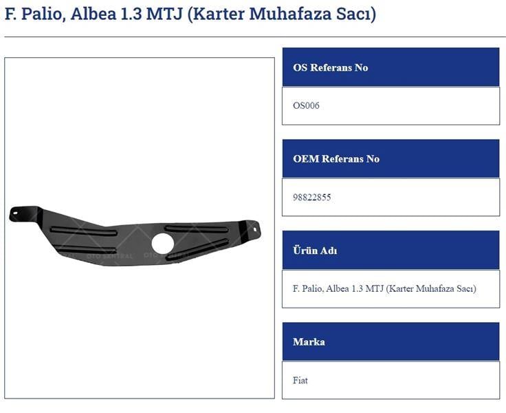 KARTER MUHAFAZASI FİAT PALİO ALBEA 1.3 MULTİJET