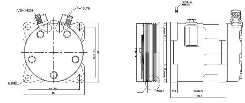 KLİMA KOMPRESÖRÜ ÜNİVERSAL 12 VOLT 5H14 PV8 TRİGER KAYIS ÜSTTEN ÇIKIŞ