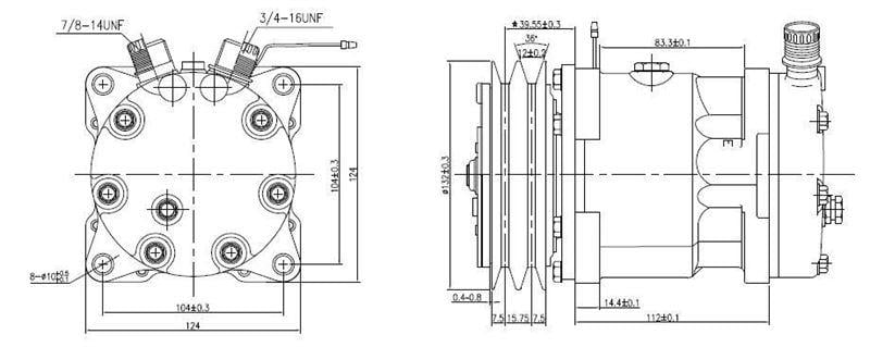 KLİMA KOMPRESÖRÜ ÜNİVERSAL 24V 7H15 V KAYIS ÜSTTEN ÇIKIŞ