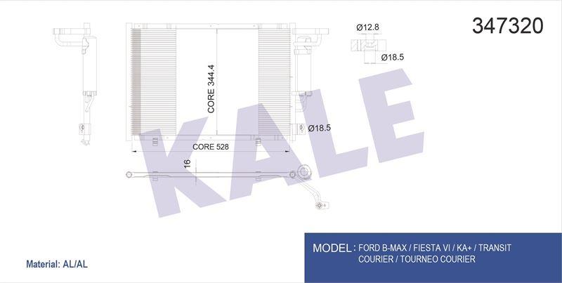 KLİMA RADYATÖRÜ COURIER 1.5 TDCI 14> KA 1.2 VTI 16> 