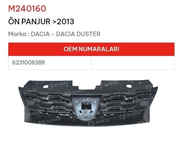 ÖN PANJUR >2013 DACIA DUSTER