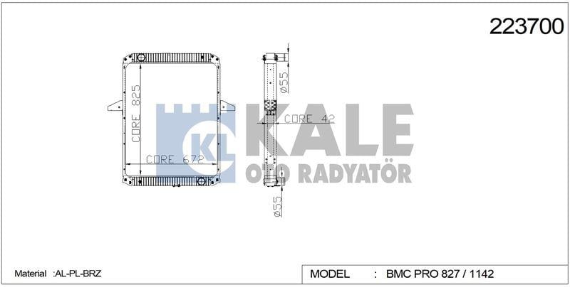 RADYATOR BMC PRO 827/832 INTC.ÇEKİCİ 1142 AL/BRZ