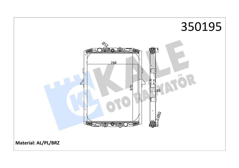 RADYATOR DAF DAF 95FA/FAD/FAK/FAR/FAT/FT/FTR/FTT 8 7=> (MT) (ÇERÇEVELİ) AL/BRZ 970×748×48