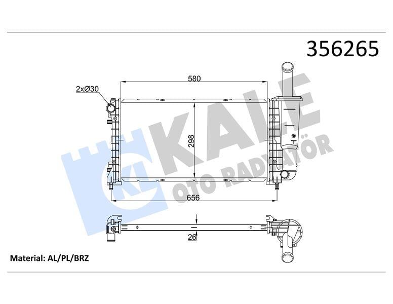 RADYATÖR FIAT PUNTO 1.4 03<12 (MT) [26MM] AL/BRZ