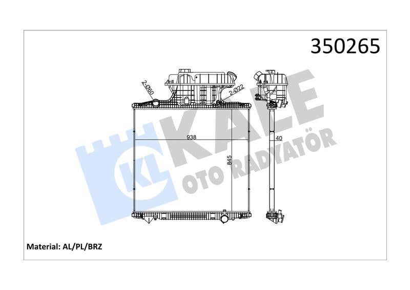 RADYATOR MAN MAN TGA 00=> TGS TGX 07=> (MT) (ÇERÇE VESİZ) <ORTA KABİN> AL/BRZ 845×938×40