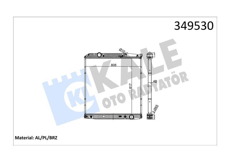 RADYATOR MERCEDES TRUCKS MERCEDES BENZ ACTROS 96<0 2 ACTROS MP2/MP3 03=> (AT) (ÇERÇEVESİZ) AL/BRZ 817×808×48