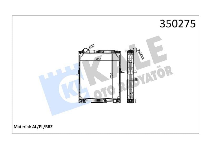 RADYATOR MERCEDES TRUCKS MERCEDES BENZ SK (1935 26 26 1735) 87<96 MK 93<96 NG 87<94 (AT) (ÇERÇEVELİ) AL/BRZ 730×638×48
