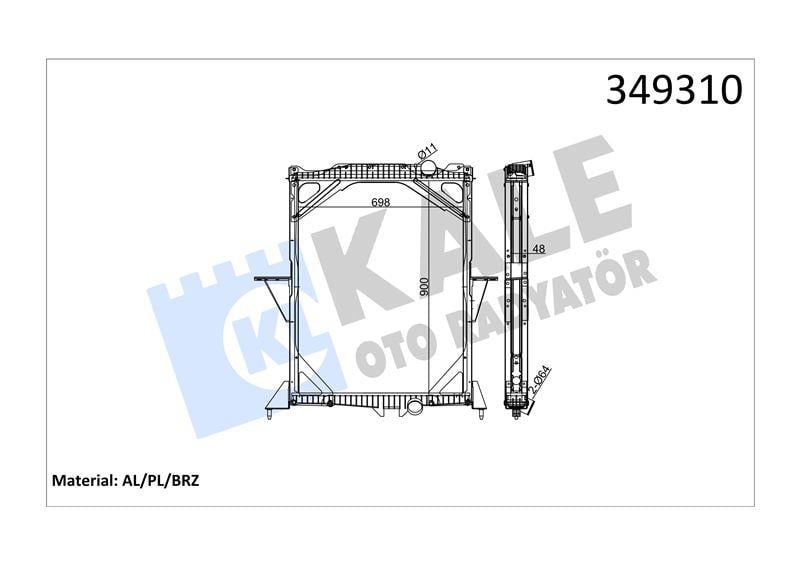 RADYATOR VOLVO TRUCKS VOLVO FM12 340/380/460 FM9 2 60/300/340/380 98=> FM 300-500 05=> (MT) (ÇERÇEVELİ) AL/BRZ 900×698×48