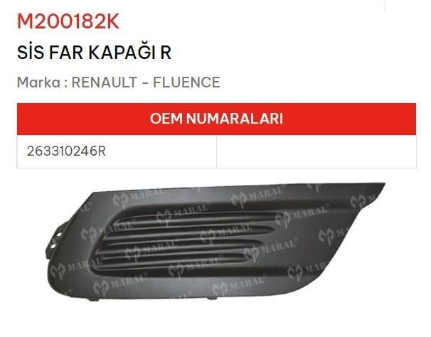SİS FAR KAPAĞI SAĞ FLUENCE