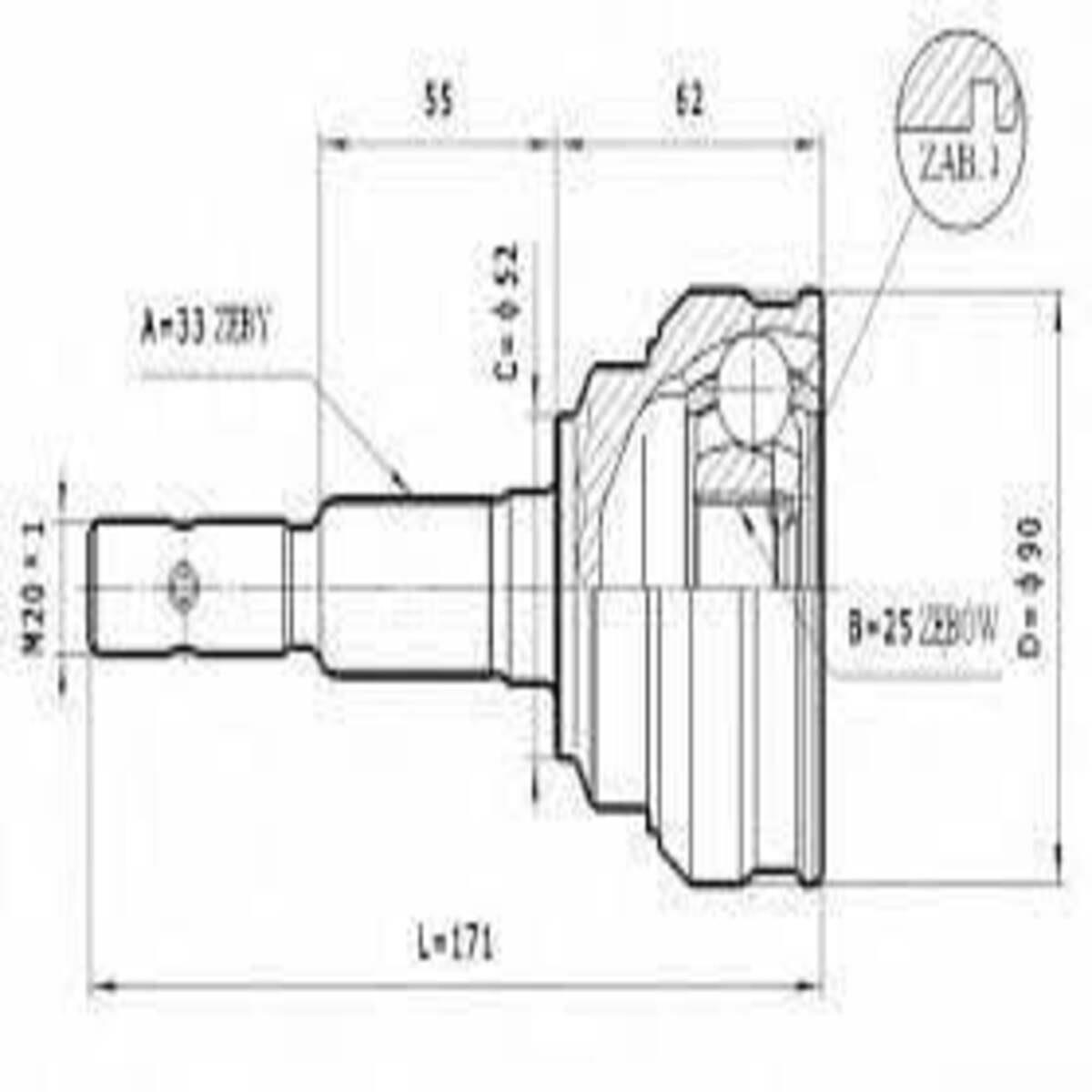 AKS KAFASI DIŞ Astra F 1,7 1991-1999 MT A:33 C:52 B:25 H:103,4 L:61