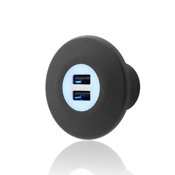 12V 24V 2A USB SARJ ÜNİTESİ SİYAH GÖVDE MAVİ LED