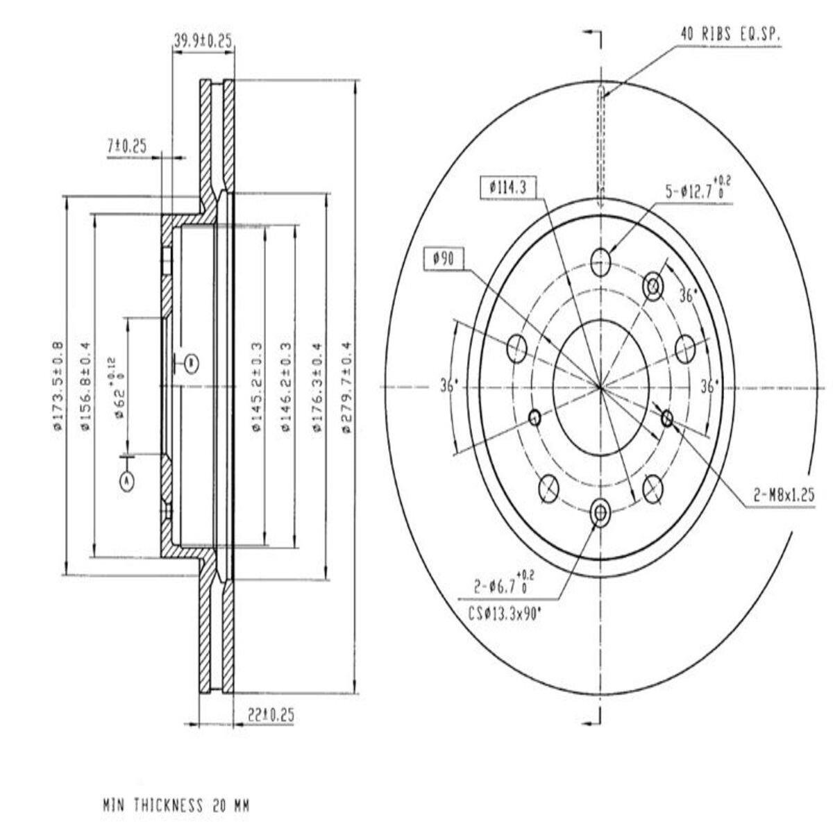 FREN DISK ON HAVA KANALLI 280-5 ( SUZUKI: SX4 11 -  / FIAT: SEDICI 6 - )  