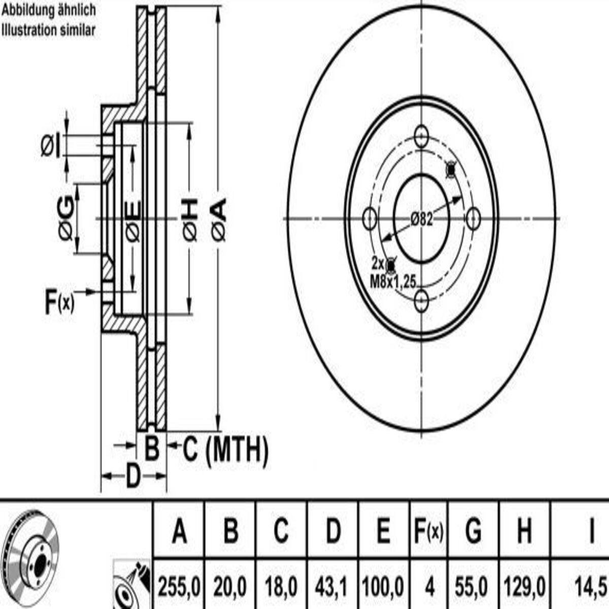 FREN DISK ON HAVA KANALLI 255-4 (TOYOTA: YARIS 02>10  ''1.3-1.4 D4D''  )