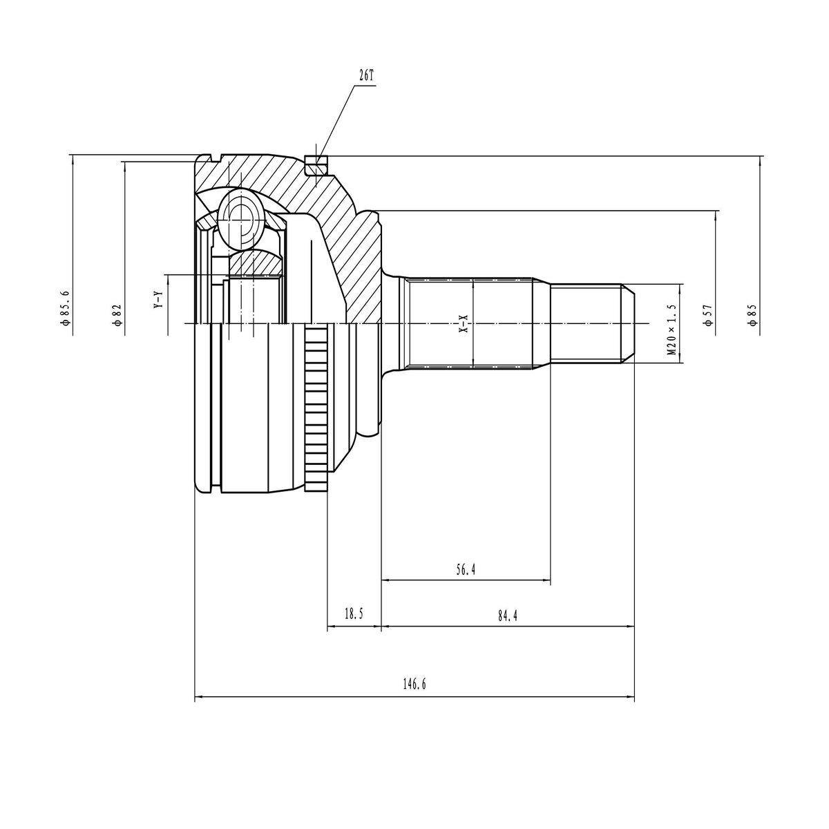 AKS KAFASI DIŞ Clio 1,2 1996-1999 MT A:21 C:57 B:22 H:84,4 L:62,2