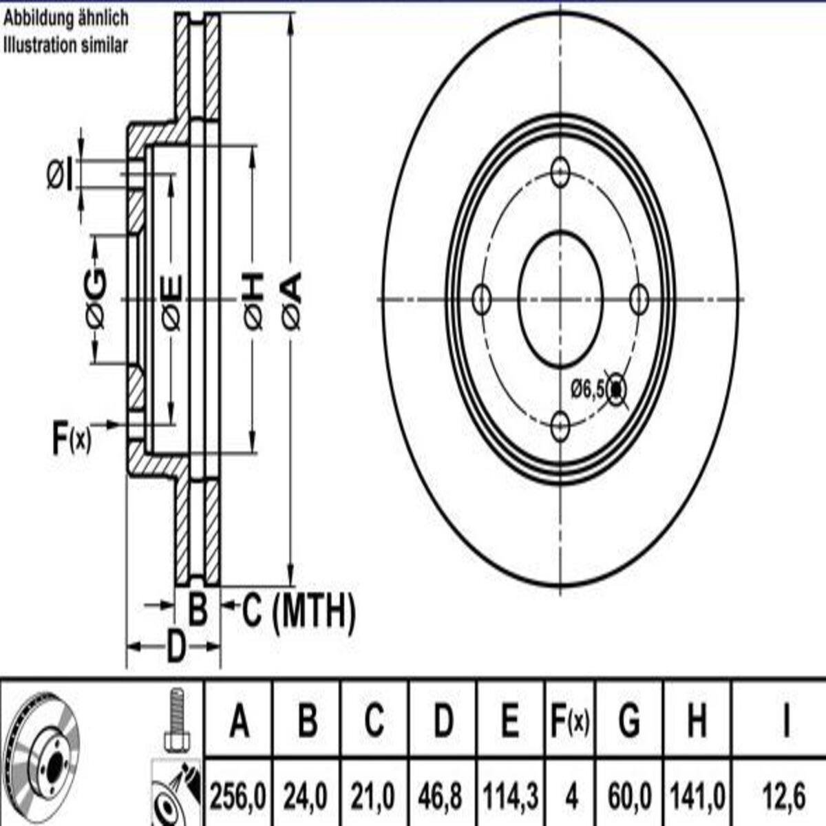 FREN DISK ON HAVA KANALLI 256-4 ( CHEVROLET: LACETTI 04 - 10 ) 141mm