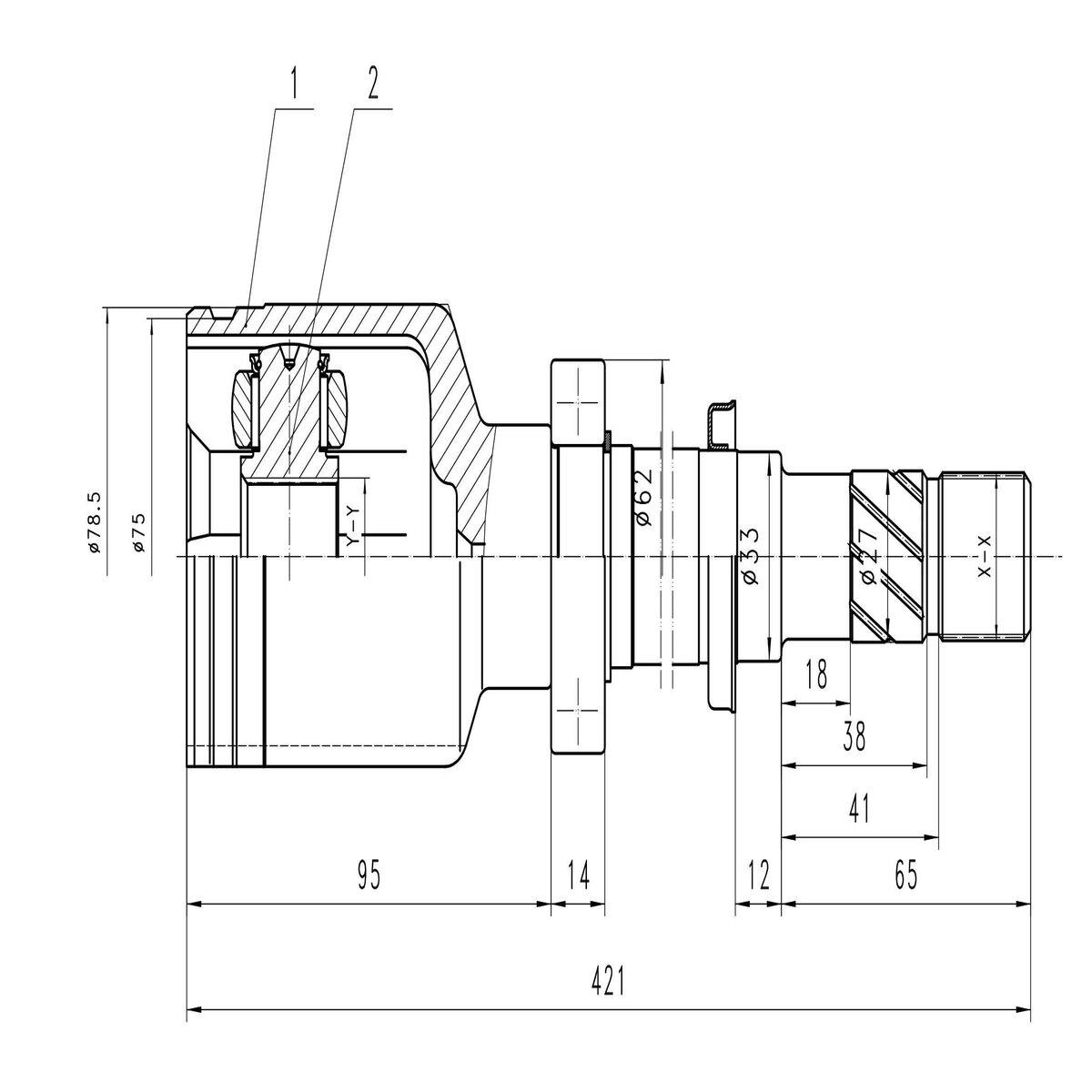 AKS KAFASI İÇ SAĞ CLIO 1.5DCI 1.5 8v 2006- MT A:26 C:33 B:22 H:326 L:95