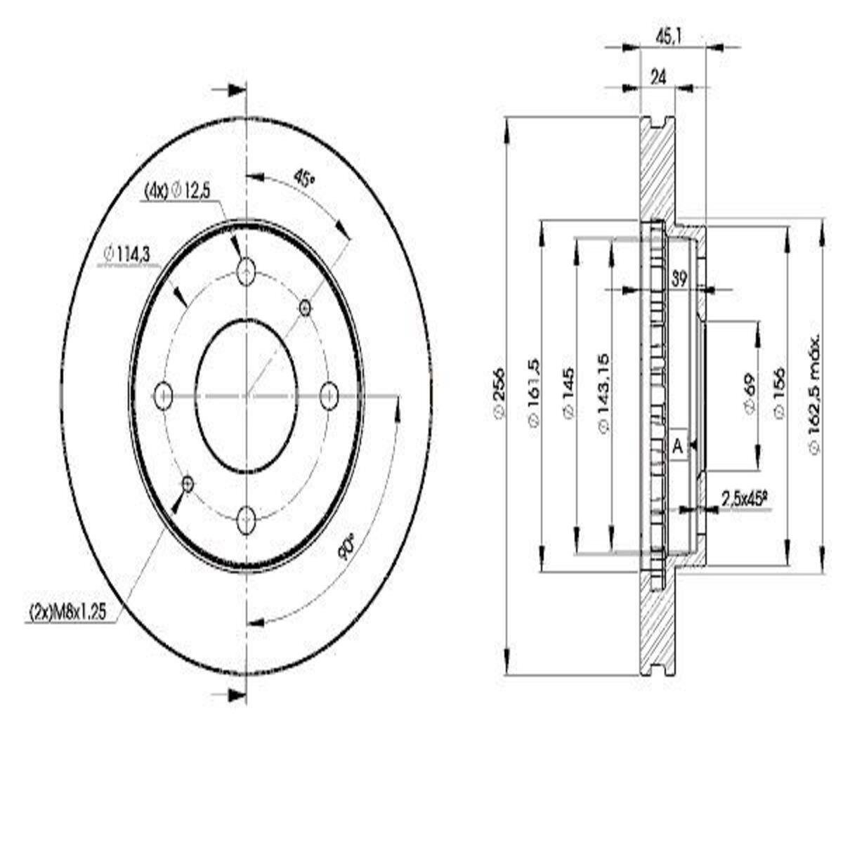 FREN DISK ON HAVA KANALLI 256-4 (MITSUBISHI: CARISMA 96>06 ''1.8''/GALANT 92>02/VOLVO S40-V40 )