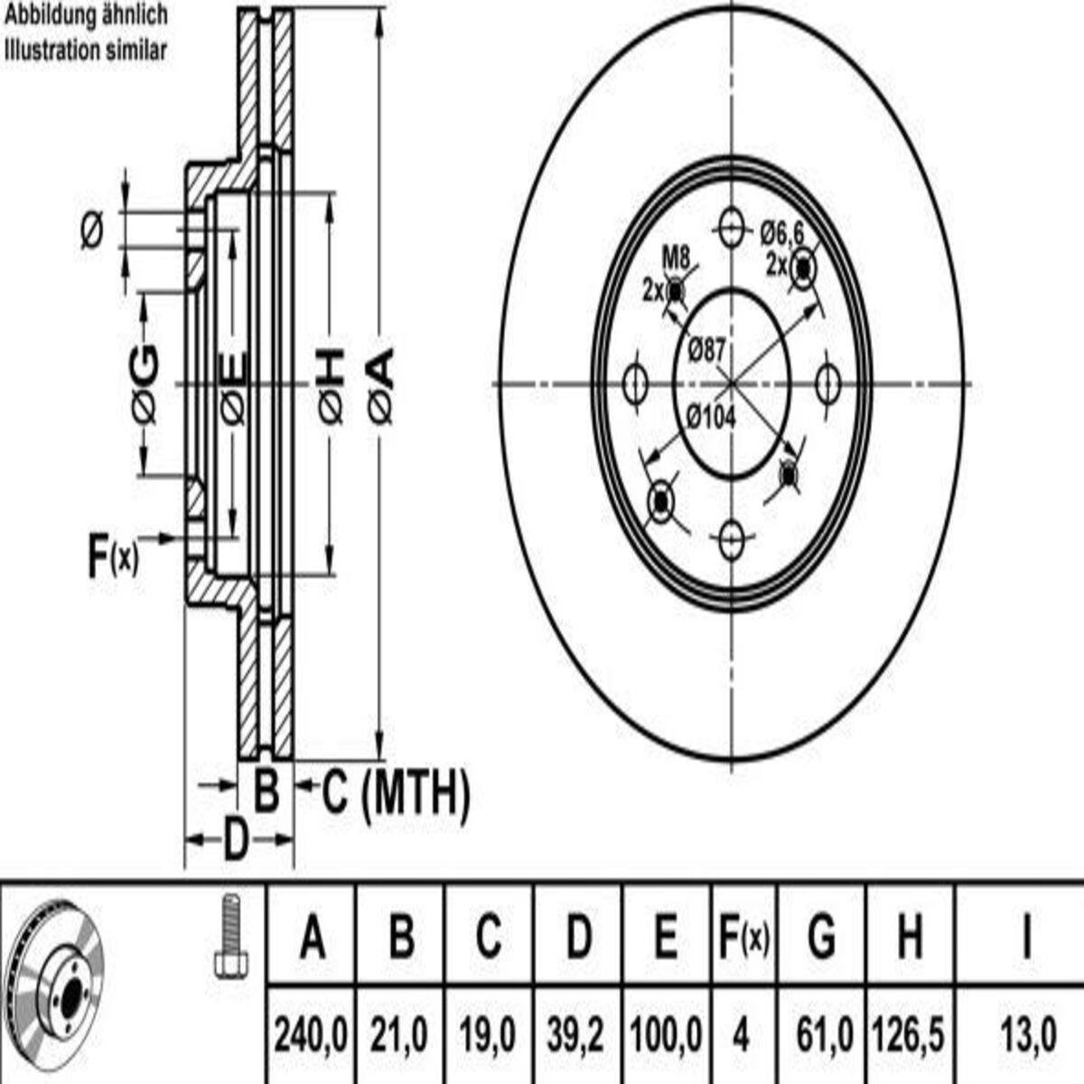 FREN DISK ON HAVA KANALLI 240-4 ( HONDA: JAZZ II 02 - 08 / HONDA: CITY 05 - 10) 
