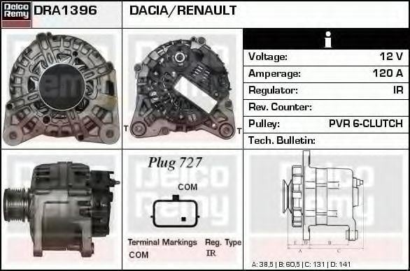 ALTERNATOR 12V MEGANE III FLUENCE IV 1.5 DCI 120A 231000027R  DRA1396