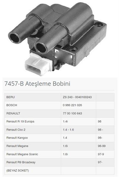 ATEŞLEME BOBİNİ BEYAZ SOKET R9 BROADWAY 97>R19 EUROPA 1.4İ 98 CLIO II 1.4 1.6 98>KANGOO 1.4 98 MEGANE SCENIC 1.6İ 97>99