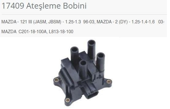 ATEŞLEME BOBİNİ MAZDA - 121 III JASM. JBSM - 1.25- 1.3 96-03. MAZDA - 2 DY - 1.25-1.4-1.6 03-