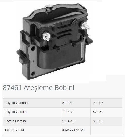 ATEŞLEME BOBİNİ TOYOTA COROLLA 1.6 4 AF 88-92