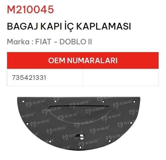 BAGAJ KAPAK PLASTİĞİ TEK KAPAK 99>09 DOBLO