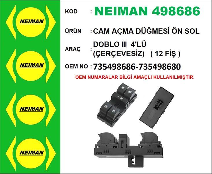 CAM AÇMA DÜĞMESİ ÖN SOL 4'LÜ (ÇERÇEVESİZ) DOBLO III ( 12 FİŞ )