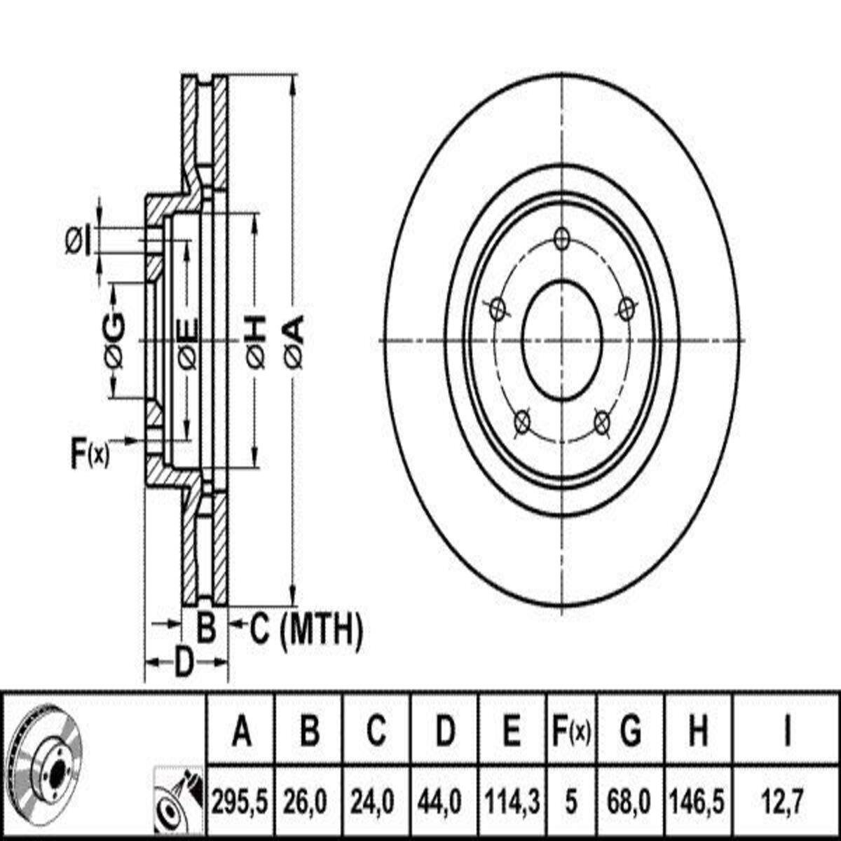 FREN DISK ON HAVA KANALLI 296-5 ( NISSAN: QASHQAI XTRAIL 07 - 12 )