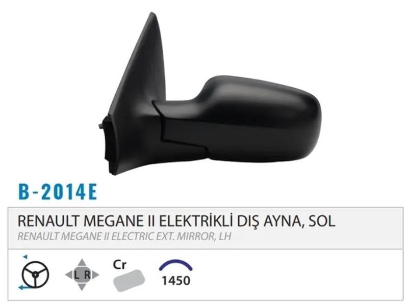 DIŞ DİKİZ AYNASI ELEKTRİKLİ ISITMALI ASFERİK SOL M EGANE II 03-08 M002.2014