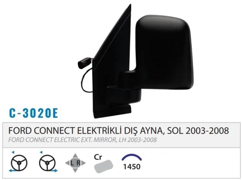 DIŞ DİKİZ AYNASI ELEKTRİKLİ ISITMALI ÇİFT CAM SOL CONNECT 02-08 M003.3022