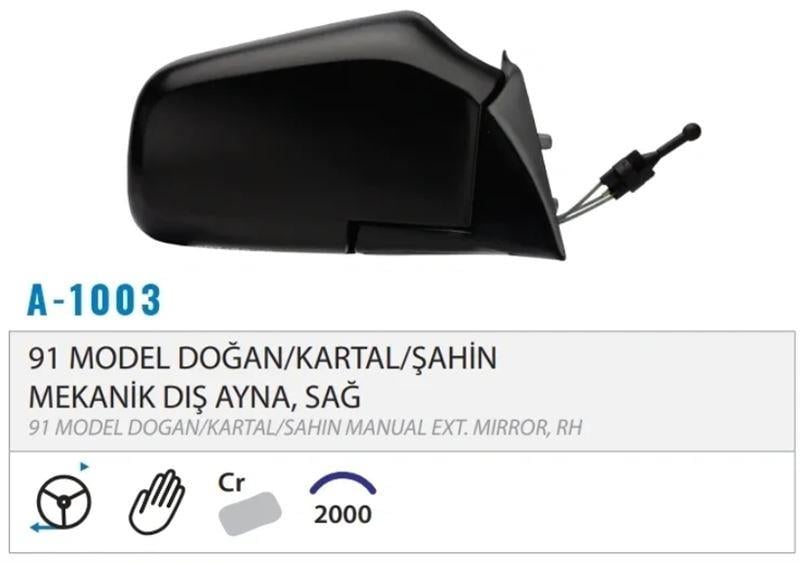 DIŞ DİKİZ AYNASI MEKANİK SAĞ METAL AYAK M131 91> M 001.1003 GOLD2025 25900012