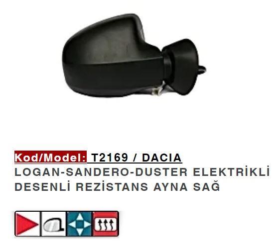DIŞ DİKİZ AYNASI SAĞ ELEKTRIK ASTARLI LOGAN SANDERO 12>DUSTER