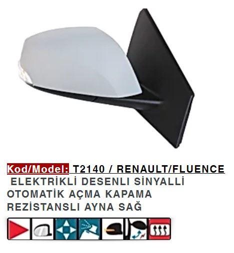 DIŞ DİKİZ AYNASI SAĞ ELEKTRİKLİ ASTARLI POWER FLOK FLUENCE