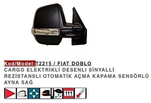 DIŞ DİKİZ AYNASI SAĞ ELEKTRİKLİ KATLANIR DESENLI SINYALLI DOBLO CARGO ÇIFT CAMLI