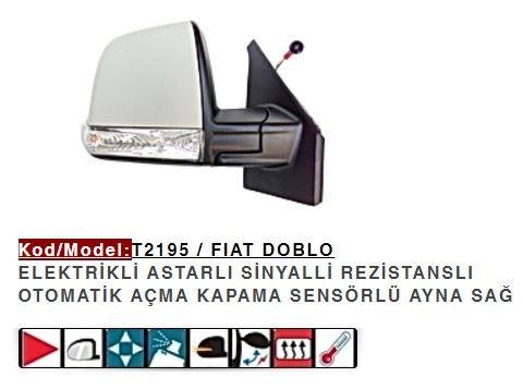 DIŞ DİKİZ AYNASI SAĞ ELEKTRİKLİ KATLANIR ASTARLI SINYALLI DOBLO 11