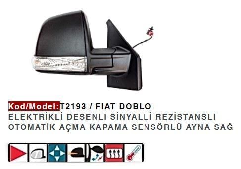 DIŞ DİKİZ AYNASI SAĞ ELEKTRİKLİ KATLANIR DESENLI SINYALLI DOBLO 11