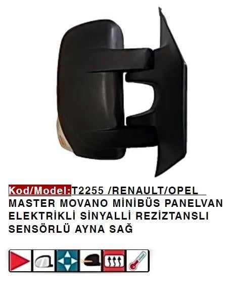 DIŞ DİKİZ AYNASI SAĞ ELEKTRİKLİSINYALLI MASTER MOVANO