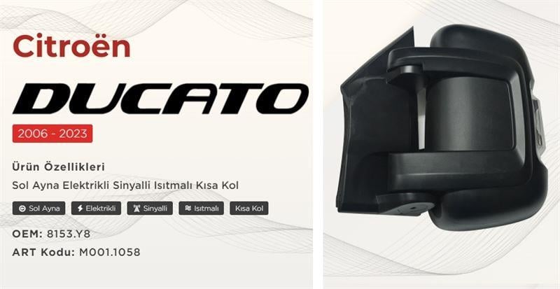 DIŞ DİKİZ AYNASI SOL ELEKTRİKLİ DUCATO III 06> / BOXER 06> / JUMPER 06> SİNYALLİ VM-6201EHL