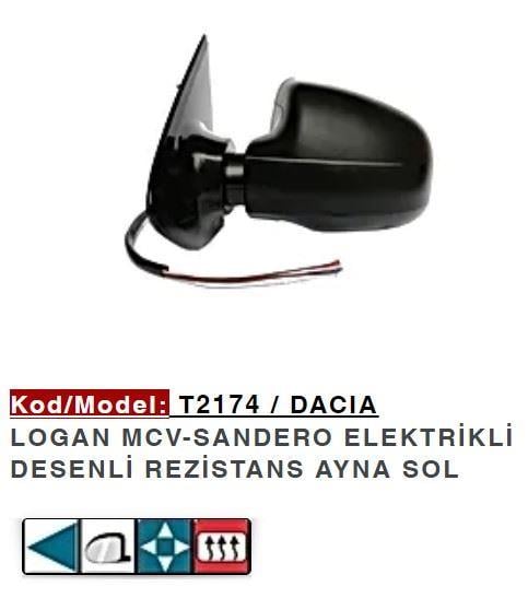 DIŞ DİKİZ AYNASI SOL ELEKTRİKLİ LOGAN MCV SANDERO