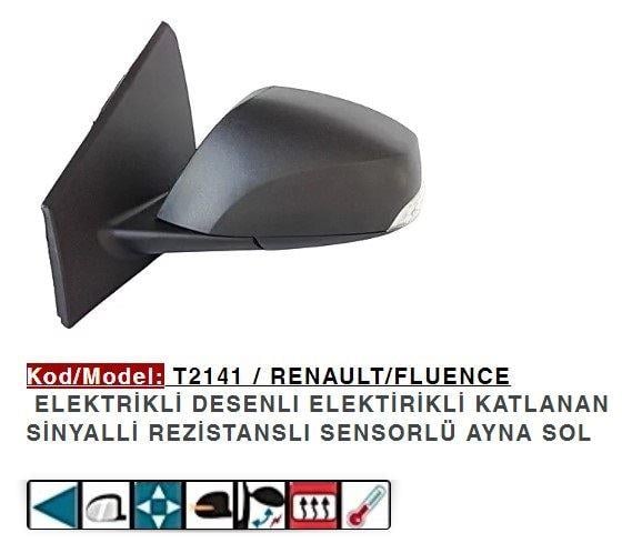 DIŞ DİKİZ AYNASI SOL ELEKTRİKLİ SINYALLI KATLANIR FLUENCE