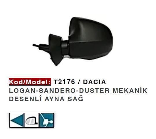 DIŞ DİKİZ AYNASI SOL MEKANİK DUSTER 09>12 SANDERO MCV