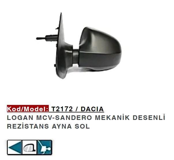 DIŞ DİKİZ AYNASI SOL MEKANİK LOGAN MCV SANDERO 12>