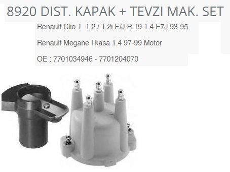 DİSTRİBÜTÖR KAPAĞI + TEVZI MAKARA R9 CLIO R19 1.4 E7J 93>95 MEGANE 1.4