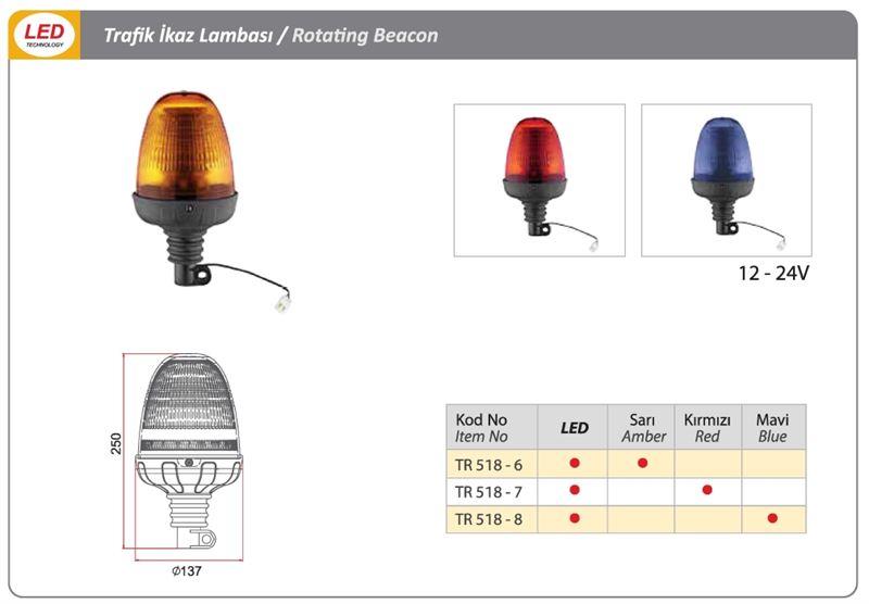 DÖNER TRAFİK İKAZ LAMBA  LED TİPİ SARI